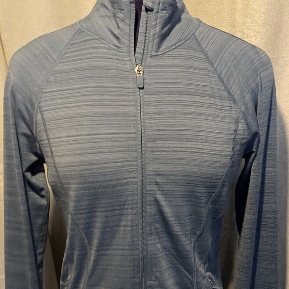 Athleta Women's Heather Blue Long Sleeve Thumb Holes Full Zip Jacket Size Small